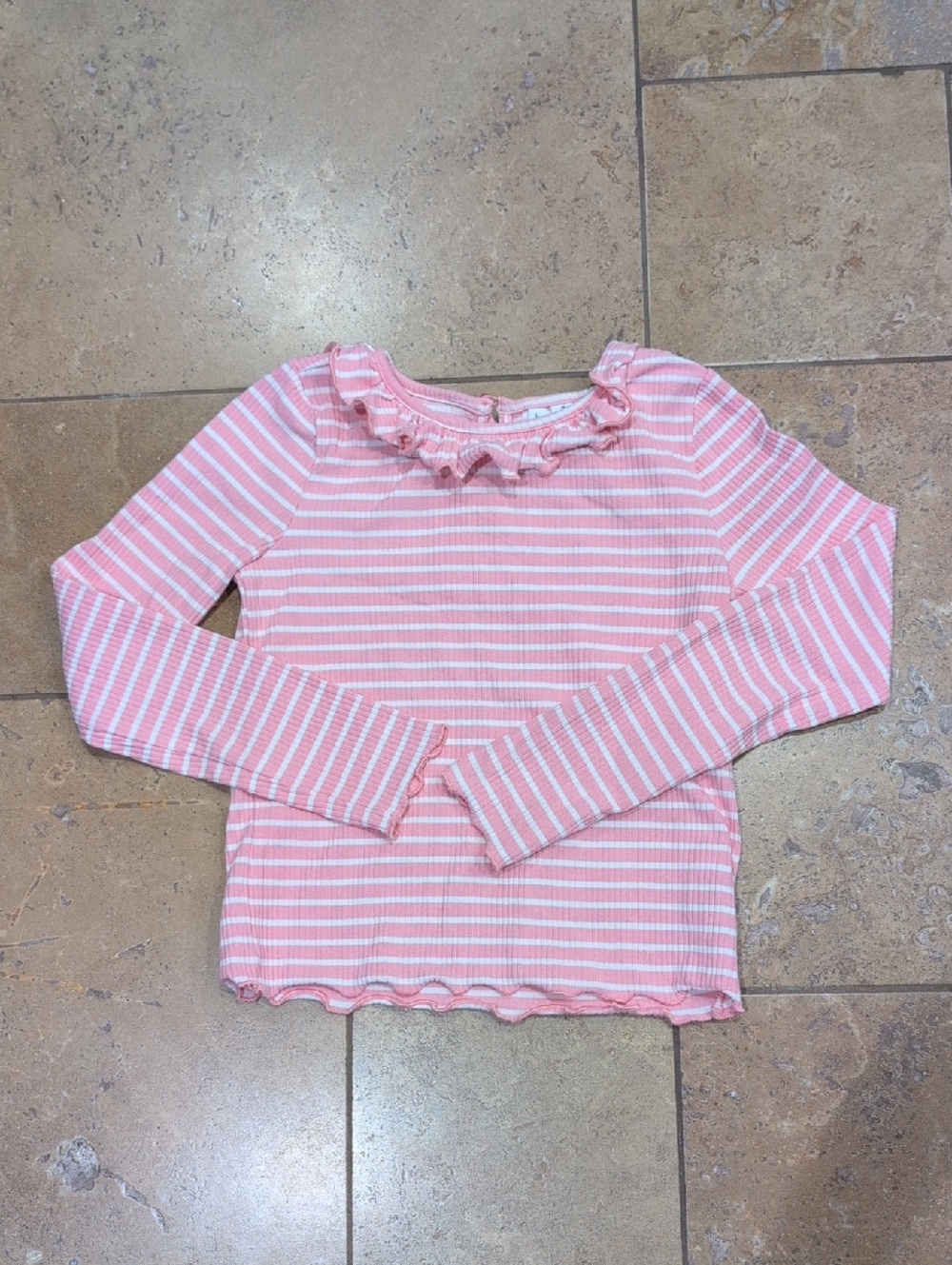 Janie and Jack girl's shirt. Pink and white stripes. Size 10.